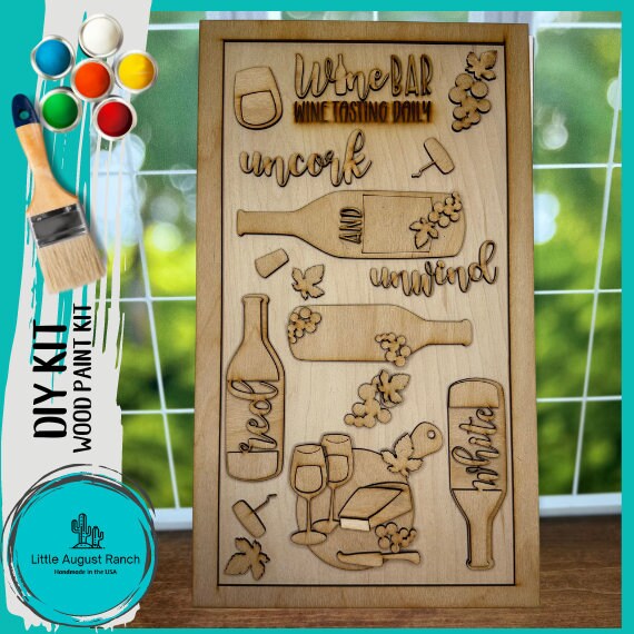 Wine Word Collage - DIY Wood Black Kit for Painting and Crafting