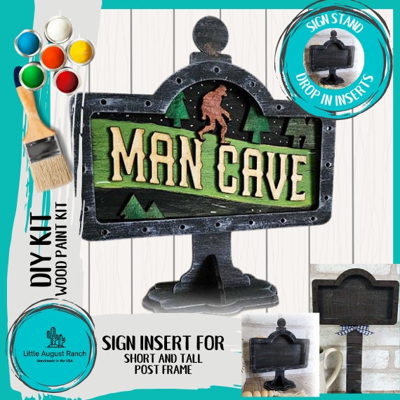 Man Cave DIY Interchangeable Sign - Drop in Frame - Wood Kit