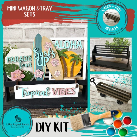 Surf's Up DIY Mini Tray Sets - Wood Blanks for Crafting and Painting