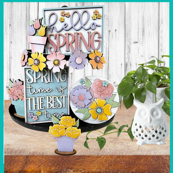 Springtime Floral Tiered Tray DIY Kit - Quick and Easy Tiered Tray Bundle