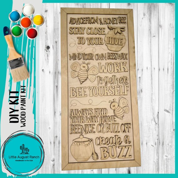 Advice from a Honey Bee Word Collage - DIY Wood Black Kit for Painting and Crafting