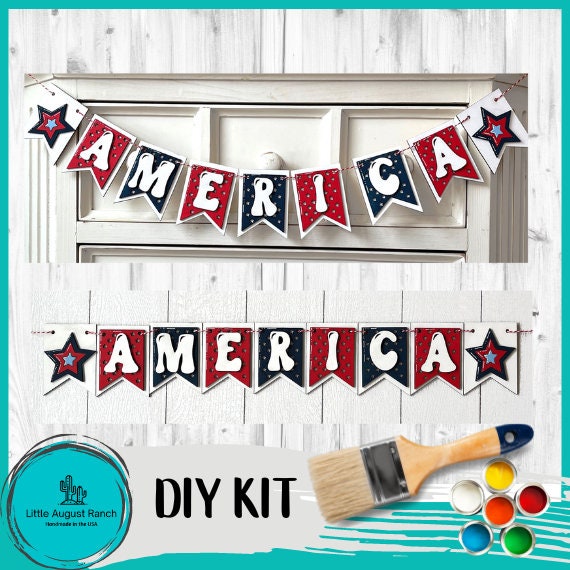 America Banner DIY- Wood Blanks to Paint and Craft